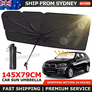 Car Windshield Sunshade Umbrella Front Window Visor Sun Shade Cover Black-Large - Picture 1 of 9