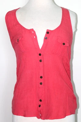 Top de mujer sin mangas de papaya - color rosa - botón delantero - mezcla de algodón - talla mediana Foto 1 de 4