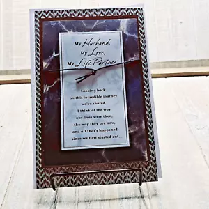 American Greetings Father's Day Card 6x8 For Husband Blue Gold Marble Ribbon - Picture 1 of 10