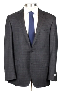 Canali Kei Jacket 46 L fit 44 (56 EU) Men's Black Red Wool Blazer Sport Coat - Picture 1 of 12