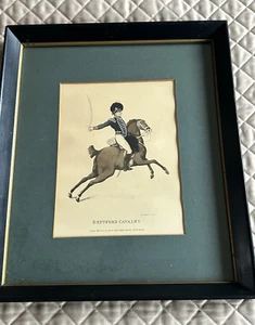 Vtg Rowlandson Deptford Cavalry Mounted Soldier Military Wall Aquatint Frame Art - Picture 1 of 8