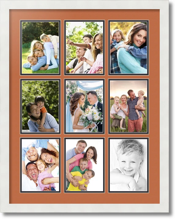 ArtToFrames Collage Mat Picture Photo Frame 9 5x7" Openings in Satin White 1048 - Image 1 of 1