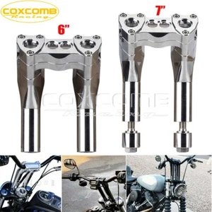 Chrome 6" Handlebar Risers 1.5 Pullback For Harley Softail Sportster 1-1/4" Bar - Picture 1 of 9
