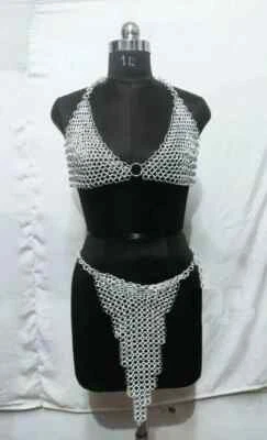 Medieval Handmade Design Chainmail Butted Bikini Aluminum Hot Sexy Halloweengift - Image 1 of 4