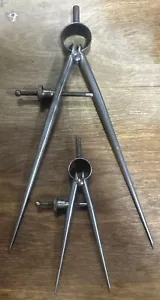 2 Vintage Lufkin Rule Round-Leg Machinsts Spring Dividers - 4” & 1 1/2” - Picture 1 of 9