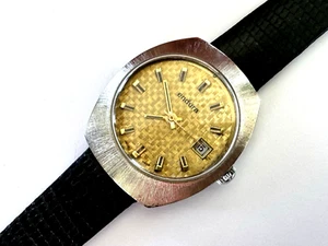 Vintage Endura Mechanical Men's Watch Silver Tone Case Gold Tone Dial Runs - Picture 1 of 17