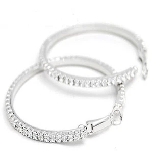 Elegantes pendientes de aro grandes de corte redondo con diamantes brillantes simulados - Imagen 1 de 7