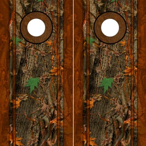 Calcomanías Cornhole envolturas gráficos de camuflaje roble emboscada camuflaje rayas marrones castaño - Imagen 1 de 2