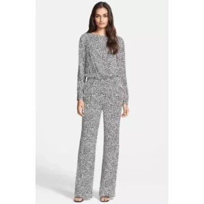 TRAJE DE SEDA BLANCO Y NEGRO DIANE von FURSTENBERG ROSE HEART CYNTHIA talla 8 NUEVO CON ETIQUETAS Foto 1 de 4