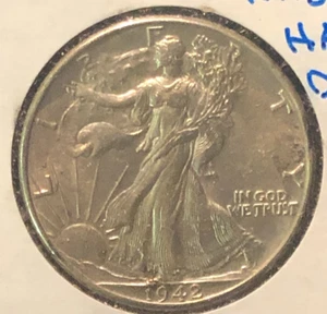 1942 90% Silver Walking Liberty Half Dollar Brilliant Uncirculated BU - Picture 1 of 2