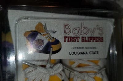 LSU TIGERS BURROW NCAA Baby Logo Bootie Slippers Birth - 9 Months  JERSEY new 1 - Image 1 of 3