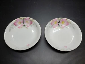 2 Noritake AZALEA Berry Fruit Bowl Hand Painted Pink Flower Japan Green 19322 - Picture 1 of 7