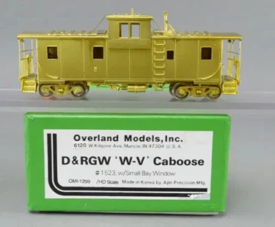 Overland Models HO Brass #1299 D&RGW Wide Vision Caboose #1523 w/Small Bay Windo - Image 1 of 4
