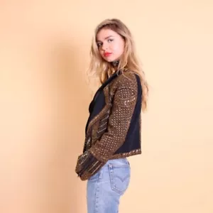 New The Jetset Diaries Perlina Embellished Motorcycle Jacket Heavy Beaded $399 - Picture 1 of 6