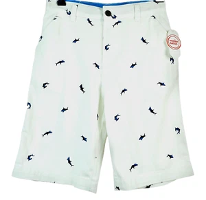 Wonder Nation Boys 14 White Blue Sharks Shorts Adjustable Waist Beach Summer NWT - Picture 1 of 4