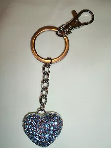 CRYSTAL HEART KEYCHAIN JEWELRY BY ALEXANDER KALIFANO 4" INCHES BLUE LOVELY - Picture 1 of 4
