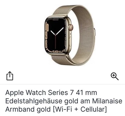Apple Watch 7 [GPS + Cellular ] 41mm Milanaise-Armband gold Edelstahl. Toll! - Bild 1 von 4