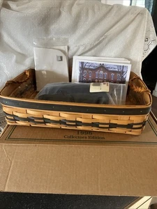 Longaberger 1996 Small Serving Tray Basket Liner Protector Tartan Plaid Blue NEW - Picture 1 of 21