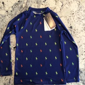 Polo Ralph Lauren Logo Boy's Long-Sleeve Rashguard Size 6 Swimsuit Shirt NWT - Picture 1 of 4