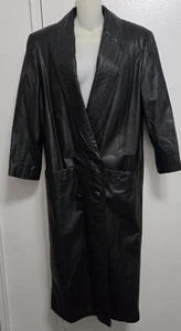 Gabardina larga Pelle Studio para mujer XS negra 100 % cuero ¿de colección años 90? LEER - Imagen 1 de 20