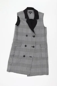 Topshop Women's Checked Waistcoat Black Size 10 - Picture 1 of 12