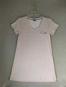 Tahari Womens Sleepwear Medium Pink Striped Short Sleeve V Neck Sleep Shirt - Picture 1 of 11