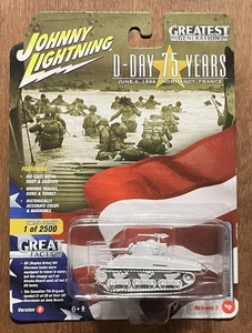 Johnny Lightning D-Day 75 Years 2018 WWII M4A3 Sherman Tank #4 White CHASE - Picture 1 of 2