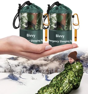 Emergency Sleeping Bags Thermal-Emergency-Blankets 2 Packs Ultralight Space B... - Picture 1 of 7