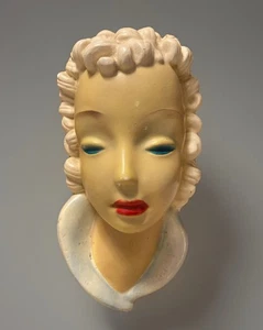 DE COLECCIÓN PINTADA A MANO ART DECO TIZA MUJER CABEZA 3D CARA PARED PLACA DECORACIÓN - Imagen 1 de 8