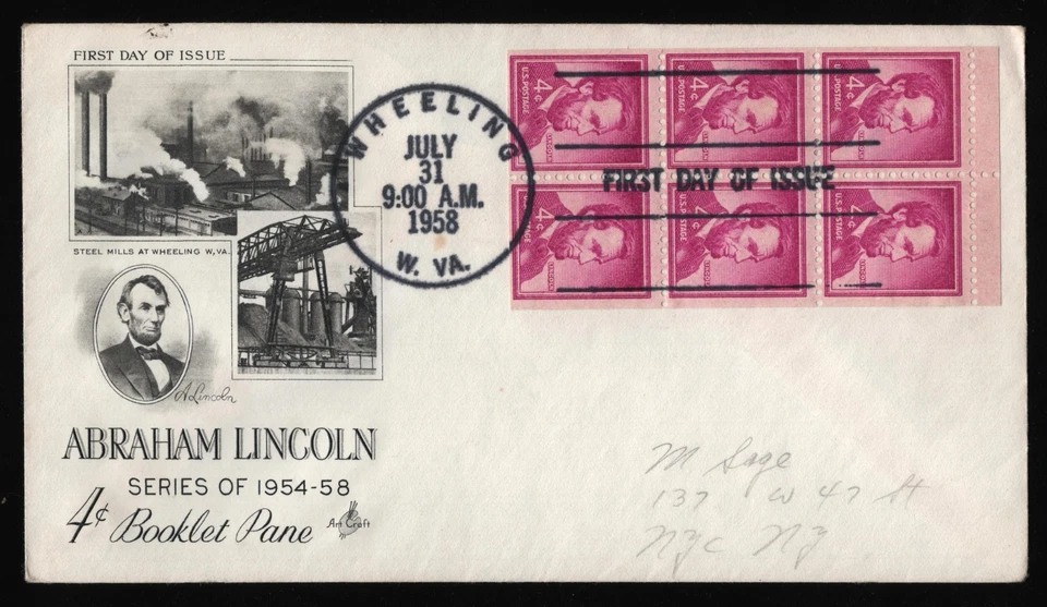 #1036b 4c Lincoln, Art Craft-Torn Flap H/C FDC [1] **ANY 5=FREE SHIPPING** - Image 1 of 1