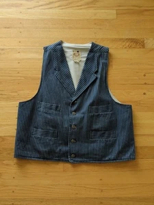 Wah Maker Weste Denim Knopf Western Rodeo gestreift Futter Vintage Herren L -M26 - Bild 1 von 9