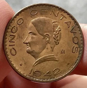1942 Mexiko 5 Centavos Münze "Josefa Ortiz de Domínguez" Stichtag - Bild 1 von 3