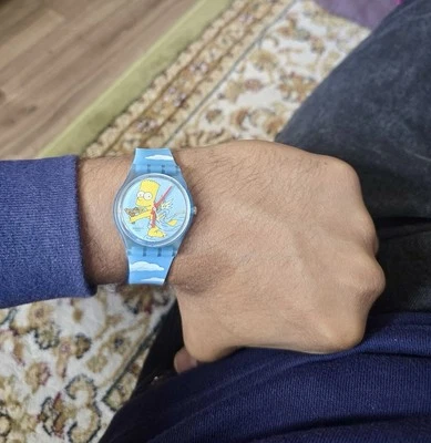 Swatch x The Simpsons Bart Limited Rare Cartoon Watch Moonswatch Collectible - Image 1 of 4