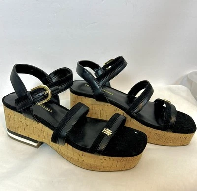 Nueva sandalia de tacón Tommy Hilfiger para mujer Carynee negra / talla 5 Foto 1 de 4