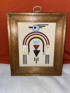 Vintage Navajo Tesugue Thunderbird Sandmalerei "Rainbow Way" Albuquerque NM #347 - Bild 1 von 5