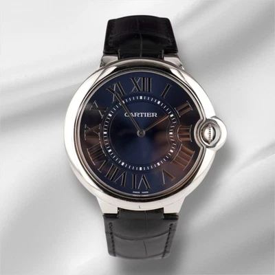 Cartier Ballon Bleu 42mm Automatic Blue Dial Platinum Men's Watch 3377 Papers - Image 1 of 4