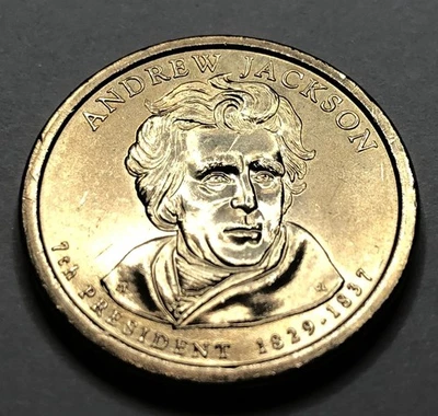 Moeda de um dólar de ouro Andrew Jackson 2008 (P) (letras de borda posição B) - Imagem 1 de 2