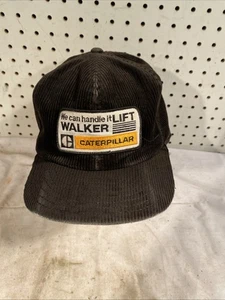 Vintage Caterpillar Walker Snapback Mütze. Louisville Mfg Schwarz Cord - Bild 1 von 8