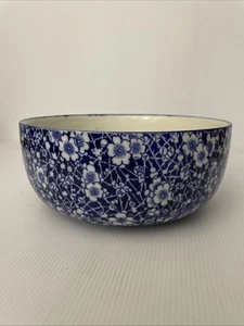Rare 1920s Royal Doulton Calico Serving Bowl Blue Chintz Pottery Hamptons - Bild 1 von 9