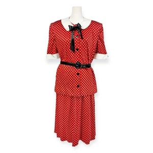 CASTLEBERRY 3PIECE SUIT SKIRT BLOUSE BELT TWEE MOD SWING ROCKABILLY 10 VINTAGE - Picture 1 of 24