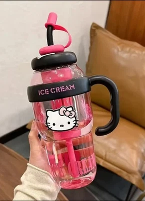 Hello Kitty Pink and Black Sports Water Bottle - Image 1 of 3