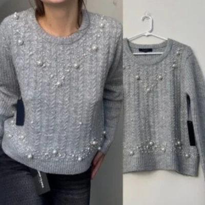 Suéter Rachel Roy com miçangas brancas tamanho P - Imagem 1 de 4