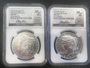 2024 $1 Morgan & Peace Set NGC MS70 David Ryder ADVANCED RELEASE - Picture 1 of 2