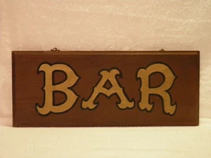 VINTAGE HOLZ ""BAR"" HÄNGENDES SCHILD mit ZWEI TAVERNENSCHILDERN enthalten ALLES HOLZ - Bild 1 von 9