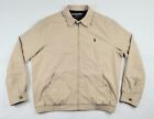 Polo Ralph Lauren Khaki Jacket Mens Large Lined Collared Full Zip Logo Bomber