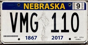 Targa ORIGINALE USA auto NEBRASKA serie attuale 150° ANNIVERSARIO 1867-2017 - Imagen 1 de 5