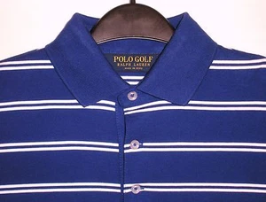 NUOVA CON ETICHETTE $95 - POLO GOLF by RALPH LAUREN Uomo S/S Strisce, BLU/BIANCO, Taglie S e L - Foto 1 di 3