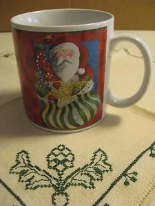 TEA COFFEE MUG SANTA's BAG of GIFTS~ HOLIDAY CHRISTMAS ~ ZULAUF SAKURA TABLE EUC - Picture 1 of 3
