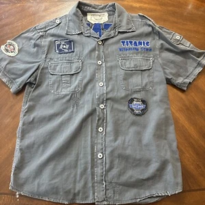 Toxic Waste Los Angeles Titanic Button Down Patches Y2K Größe 2XL - Bild 1 von 6