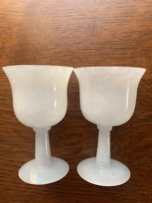 Пара китайских резных кубков из натурального жадеита ручной работы - Изображение 1 из 4